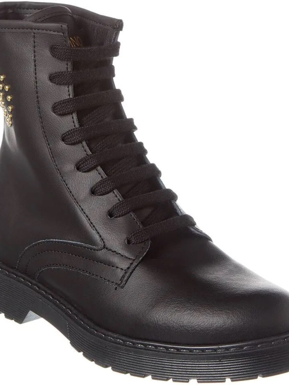 Valentino Black Combat Boots with Gold Stud Logo Size 10 - Picture 3 of 12